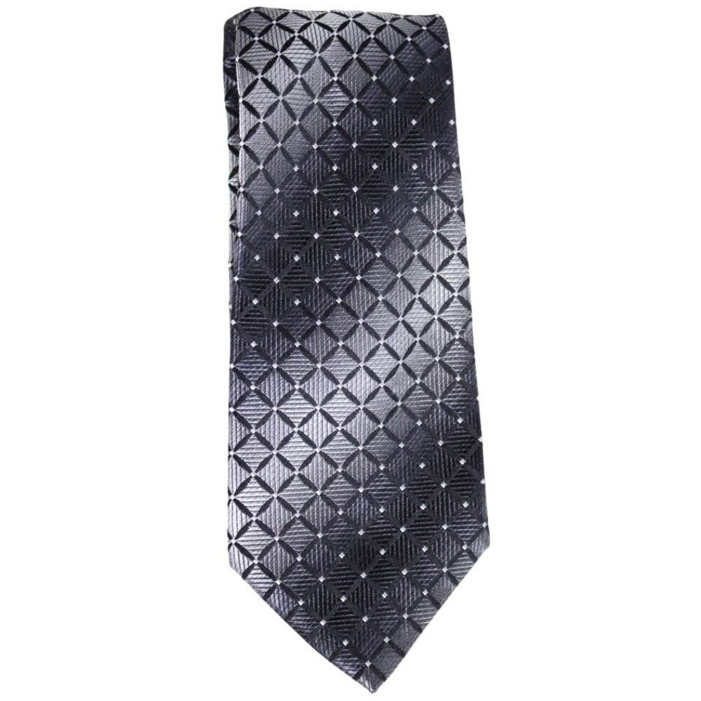 ⚡️BUY 3 for $35⚡️tyvm. très youman Men's Silk Tie Grey & Black Diamond